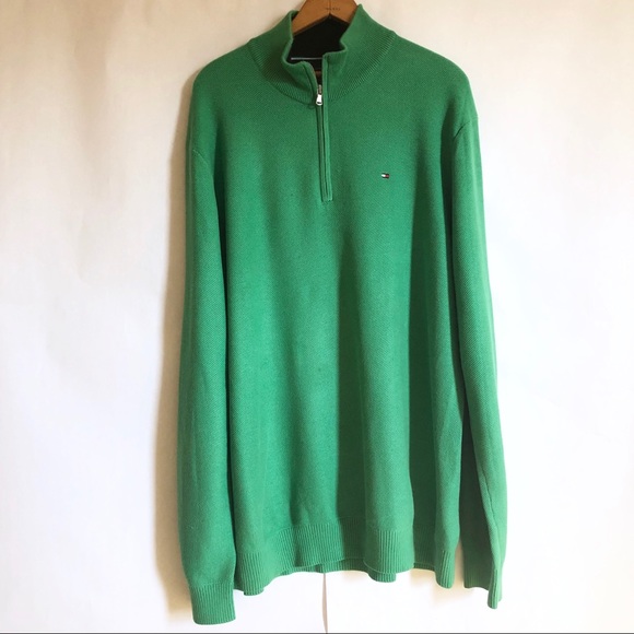 Tommy Hilfiger Half Zip Pullover Sweater Green - Picture 8 of 8